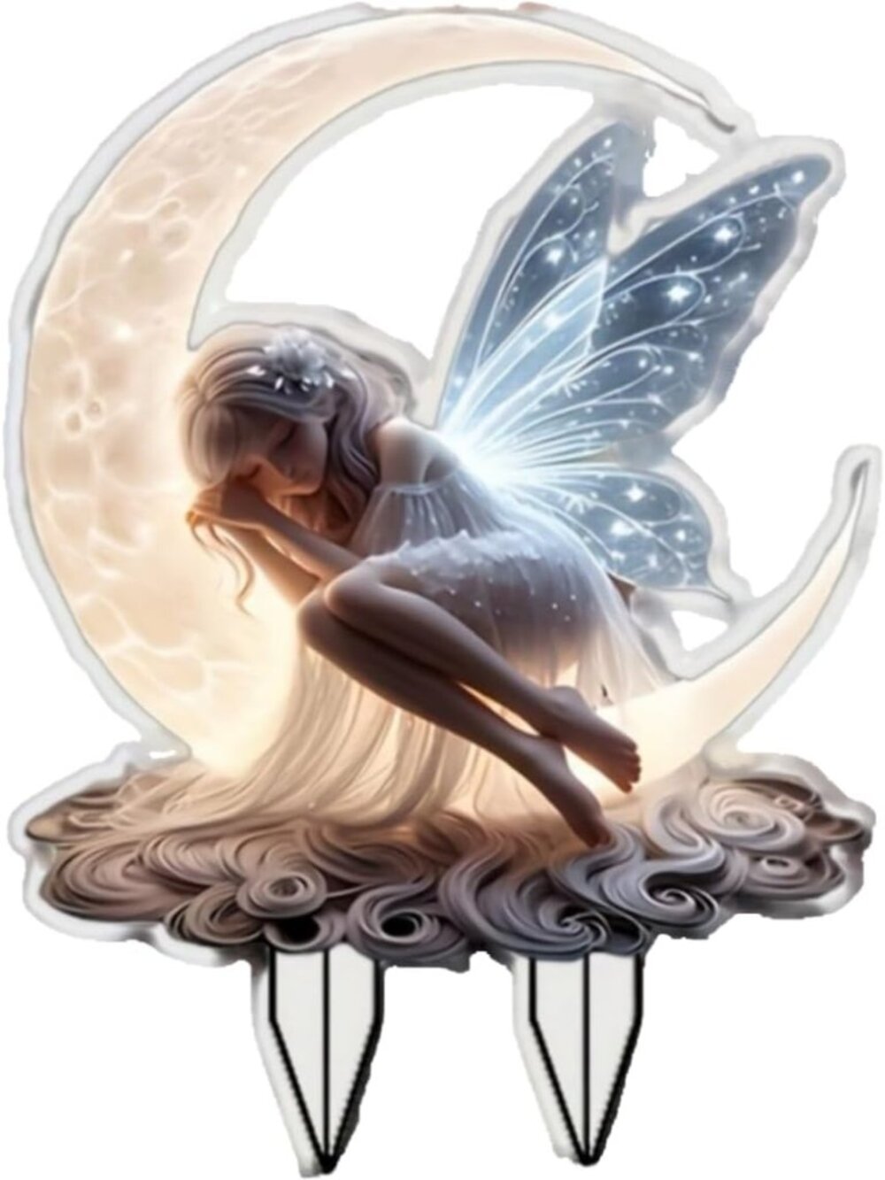 Acrylic Fairy Garden Stake - Bohemian Moon Fairy Art | Weatherproof Decor